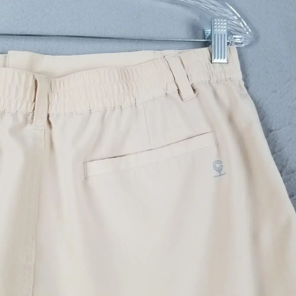 Caddy Cart Golf Shorts Mens Large Beige Elastic Waist Stretch Performance Tech‎